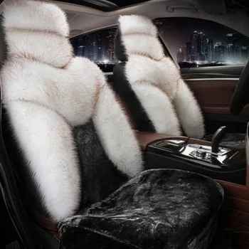 

5 seat Keep warm Australian wool long plush fur seat cover For Volkswagen vw passat polo golf tiguan jetta touareg