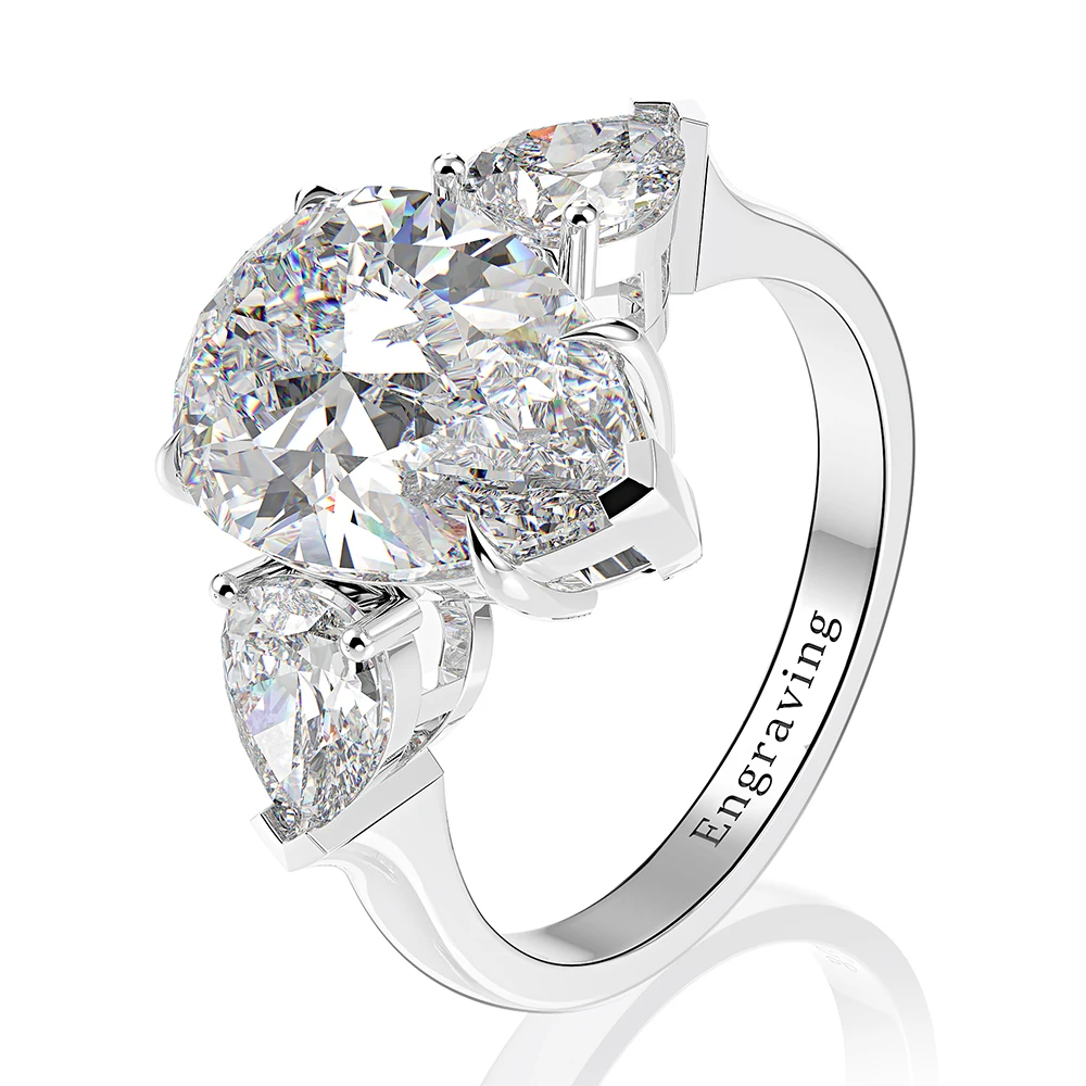 Wong Rain 100% 925 Sterling Silver Pear Created Moissanite Aquamarine Gemstone Wedding Engagement Ring Fine Jewelry Wholesale