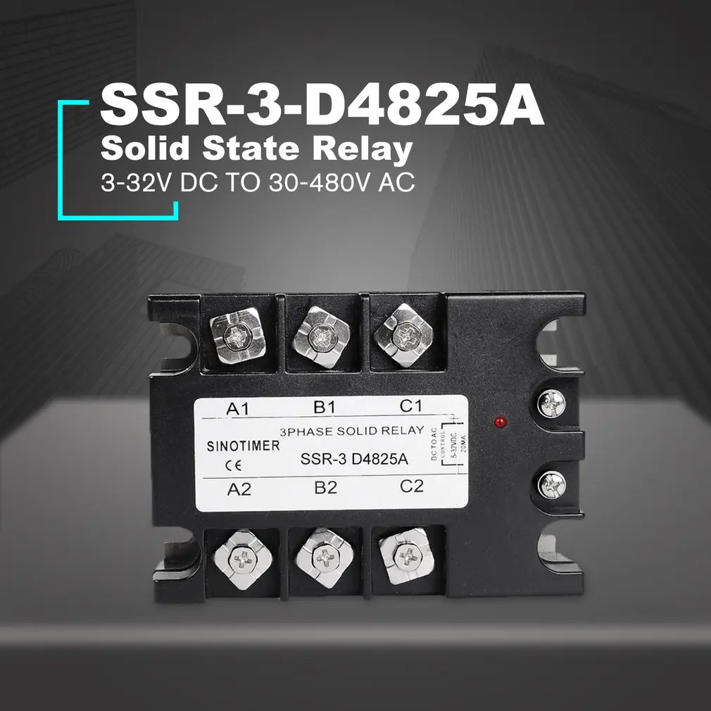 Твердотельное реле DC-AC SSR-3D4810A 25A 40A 60A 80A 100A 3-32VDC до 30-480VAC ток нагрузки три фазы для контроля температуры