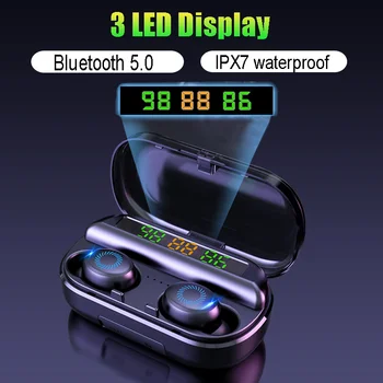 

V10 TWS wireless earbuds Bluetooth 5.0 earphones LED display Noise Cancellation earphones earphone with 2000mAh charging case