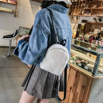 

Women's Plush Backpack Multi-Function Shoulder Messenger Package New Handbag Shoulder Bag Teenage Girls Kids Multi-Function bag