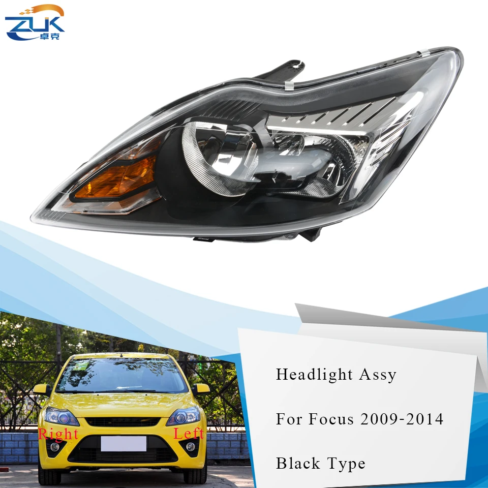 Передняя фара ZUK для Ford Focus 2009 2010 2011 2012 2013 2014 седан хэтчбек черного цвета |