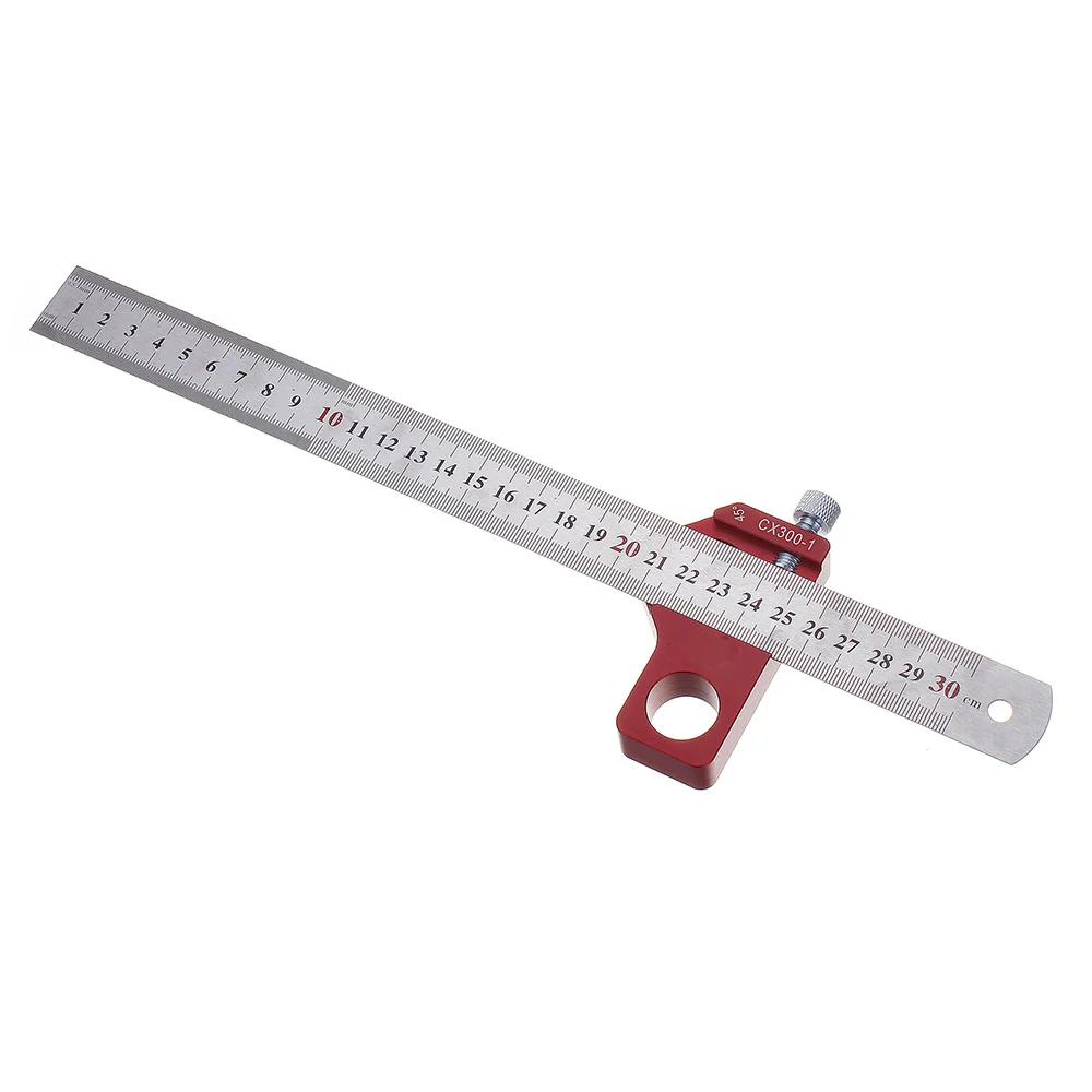 

CX300-1 30cm Stainless Steel 45/90 Degree Line Scriber Marking Ruler Angle Ruler Magnetic Measuring Ruler Woodworking Tool