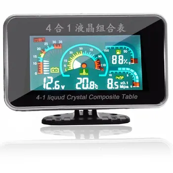 

LCD Car Digital 4 Functions 12v/24v Truck Car Oil Pressure Gauge +Volt Voltage Gauge + Water Temperature Gauge +Fuel Gauge Meter