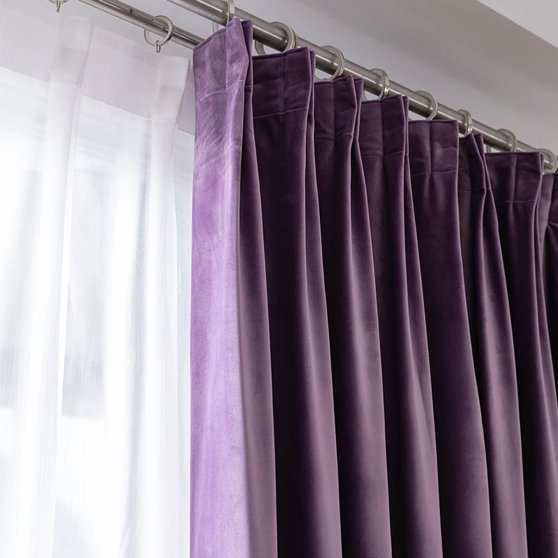 European Style Purple Velvet Curtain For Living Room Bedroom New Custom Nordic Simple Modern Blackout Window Curtains Rivera Sells