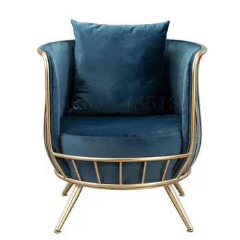 

Nordic Fabric Single Sofa Chair Iron Light Luxury Sofa Simple Small Family Living Room Net Red Leisure Lazy Chair