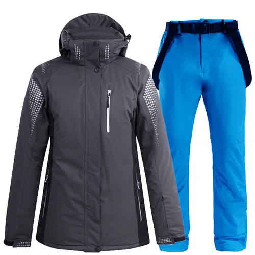 New-30 Men / Women Snow Suit Snowboarding sets Winter Outdoor Sports wear Waterproof windproof skiing jackets+ snow belt pants - Цвет: royal blue pants