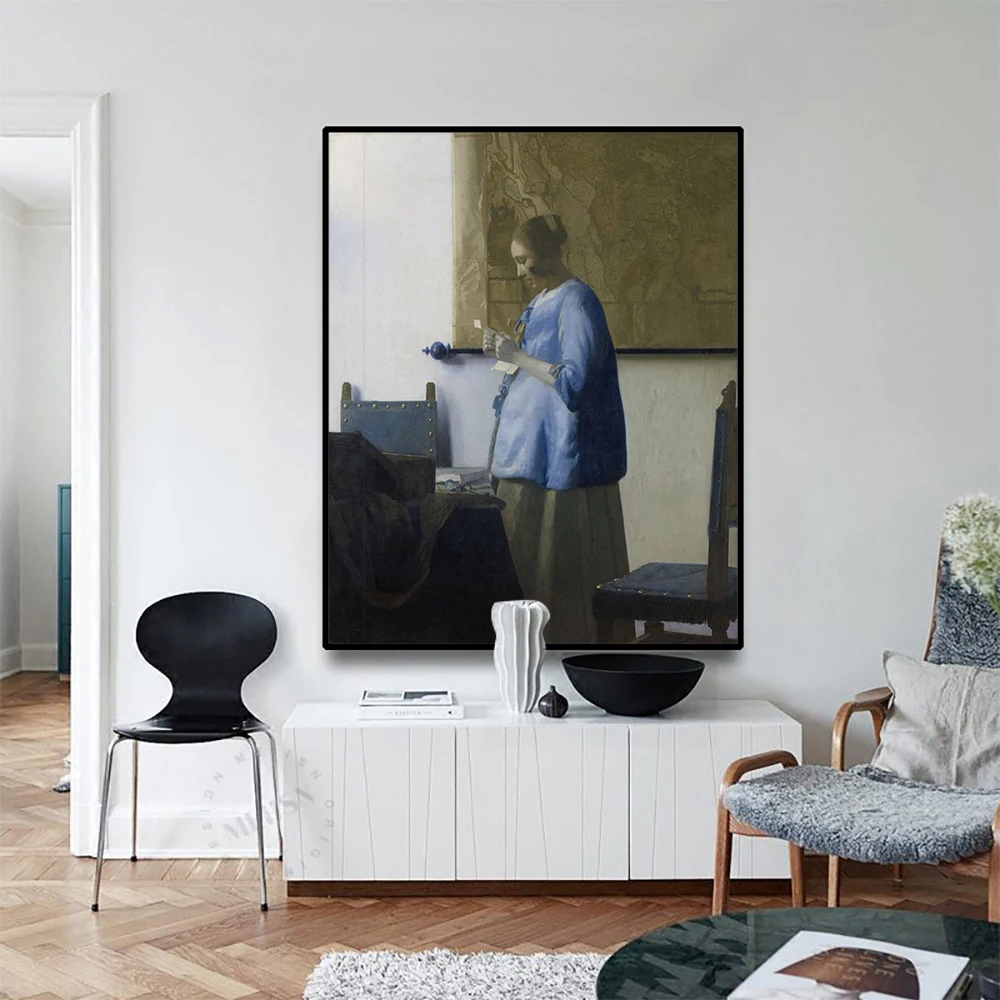 

Cassisy Canvas Oil PaintingWoman in Blue Reading a LetterJohannes·Vermeer Art Poster Picture Wall Decor Modern Home Decoration