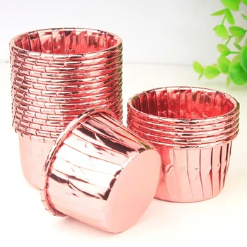

50 Pcs/lot Muffin Paper Cups Silver Double-sided Cupcake Wrapper Liner Round Forms For Cup Cake Baking Decoration Tools