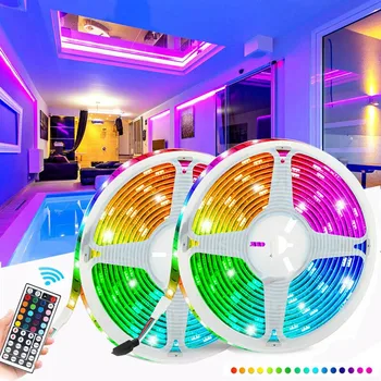 

LED RGB Controller 32.8ft 10m RGB LED Strip Light Smd 44 Key Remote 12v DC Power Full Kit 5050 Lamp LED Light Strips 2020