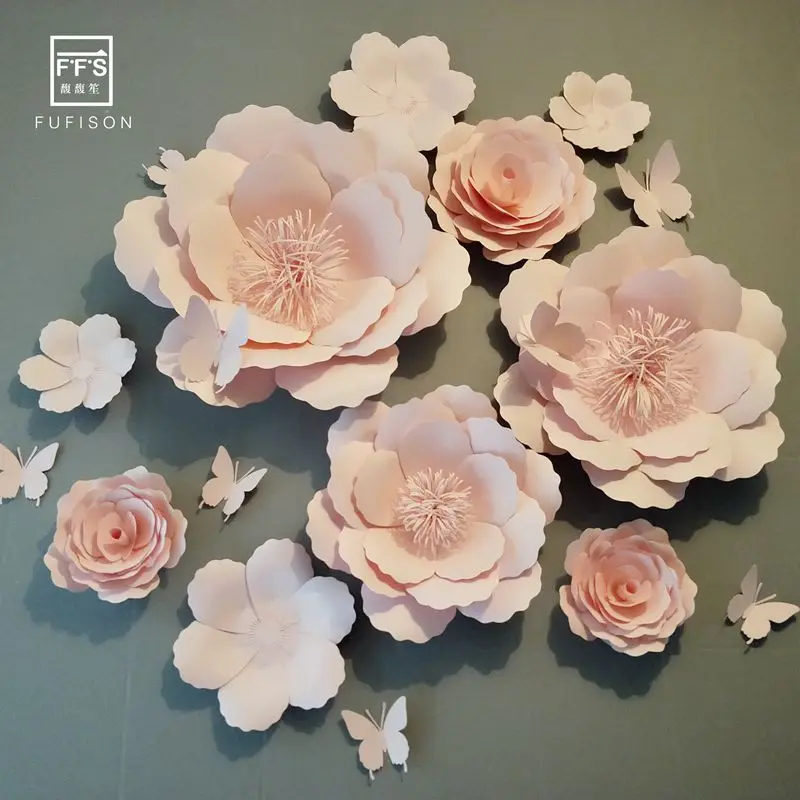 Rainbows Lilies Paper Flowers Decorations for Wall Wedding Bridal