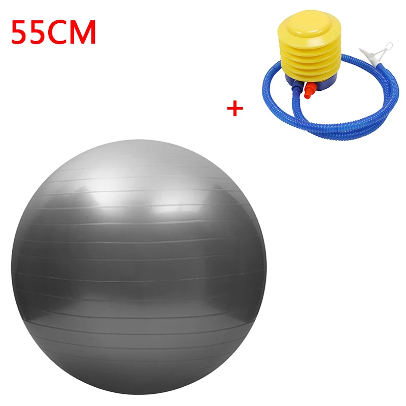 Silver 55cm Анти-всплеск йога мяч утолщенное удержание равновесия мяч Пилатес Барре физический мяч для фитнеса 45/55/65/75 см с воздушным насосом - Цвет: Silver 55cm