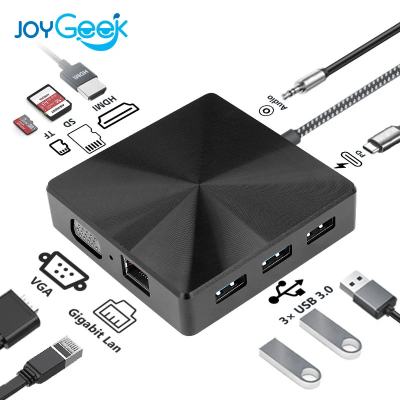 

Multi Adapter Splitter USB C Hub 3.0 Type C Hub USB C Dock Multiport to Rj45 Ethernet HDMI 4K VGA for MacBook Pro
