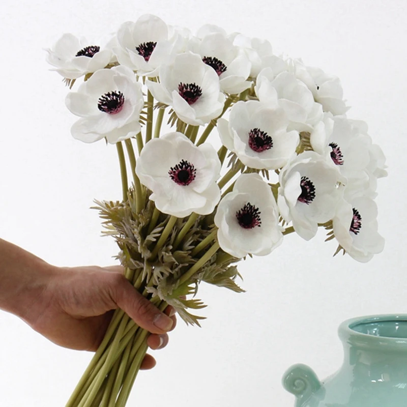 Настоящие искусственные Искусственные цветы Anemone шелковые искусственные цветы для свадьбы держа поддельные цветы домашний сад декоративный венок