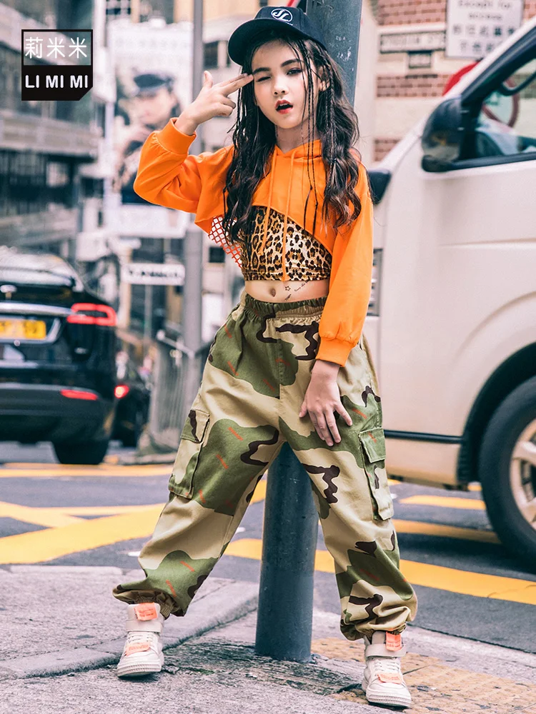 

Fashion Girl Hip Hop Street Dance Set Autumn and Winter Children Korean Jazz Dance Performance Clothing Loose Catwalk Costume