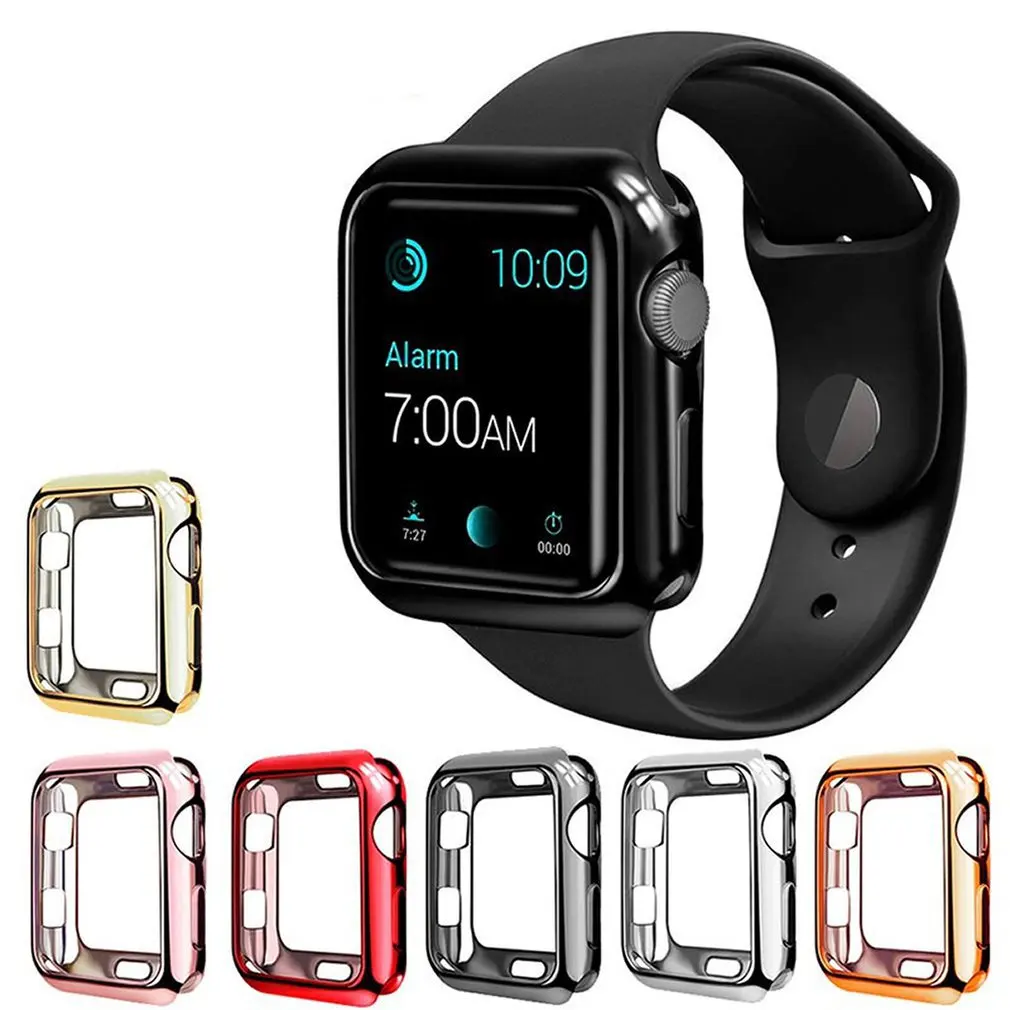 360 Тонкий чехол для часов для Apple Watch корпус 4, версия 1, 2, 3, ремешок 42 мм, 38 мм, версия мягкий прозрачный TPU Экран протектор для наручных часов iWatch, 4 3) 44 мм 40 мм