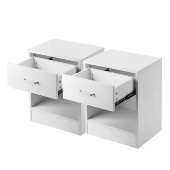 

2pcs Night Stands with Drawer White , Black . Easy to assemble Concise design, bedroom furniture side tables sofa table.