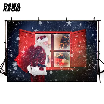 

DAWNKNOW Merry Father Christmas Photography Background Snowflake Backdrop Family Celebrations Event Photocall Customize lv1066