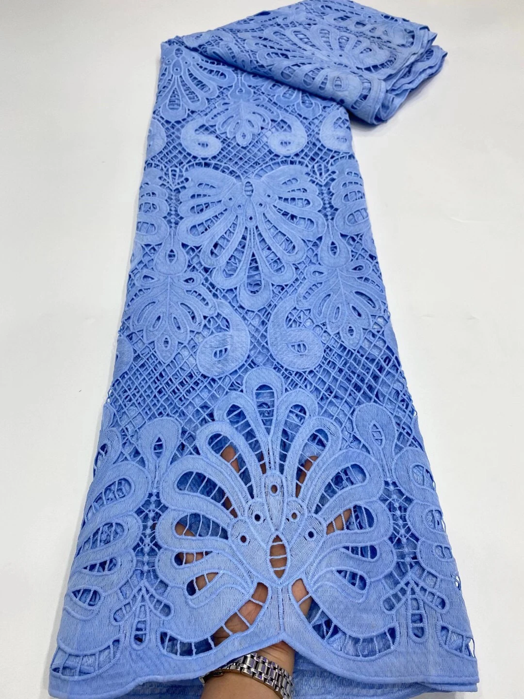 

Высококачественное синее нигерийское молочное шелковое Сетчатое кружево в африканском стиле, французское кружевное шнур для вечерние него свадебного платья LDP20115