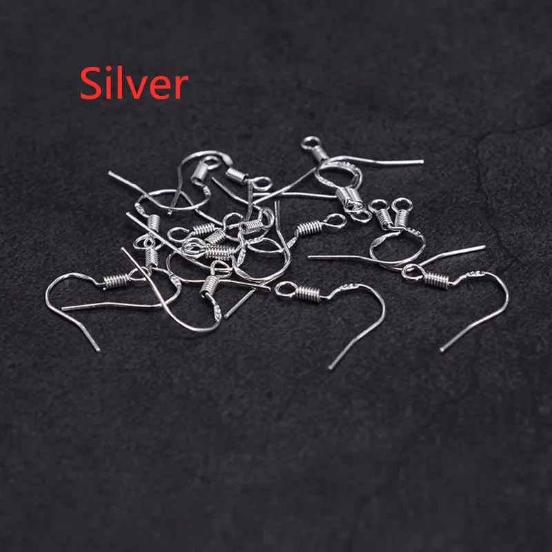 Silver 100 шт Carven 925 пробы серебряные медные провода для ушей серьги крюк для DIY Изготовление сережек аксессуары - Цвет: Silver