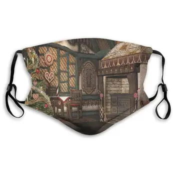 

Unisex Half Face Mouth Mask Face Masks Anti-Dust Face Windproof Ski,Inner View Of A Xmas House Mistletoe Yuletide Winter Season