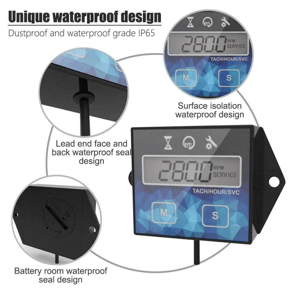 

LCD Motorcycle Tachometer IP65 ATV Waterproof Hour Meter Speed Timer Reset 3V Gauges Parts