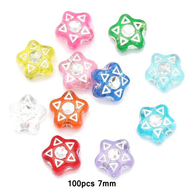 100pcs Mixed Transparent Colorful Acrylic Beads Loose Spacer Beads