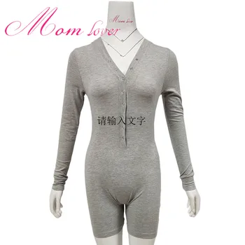

Gray Color Christmas Onesie Plain Romper Plus Size Clothing Stretchy Solid Onesie For Women Adult Onesie Butt Flap PL005