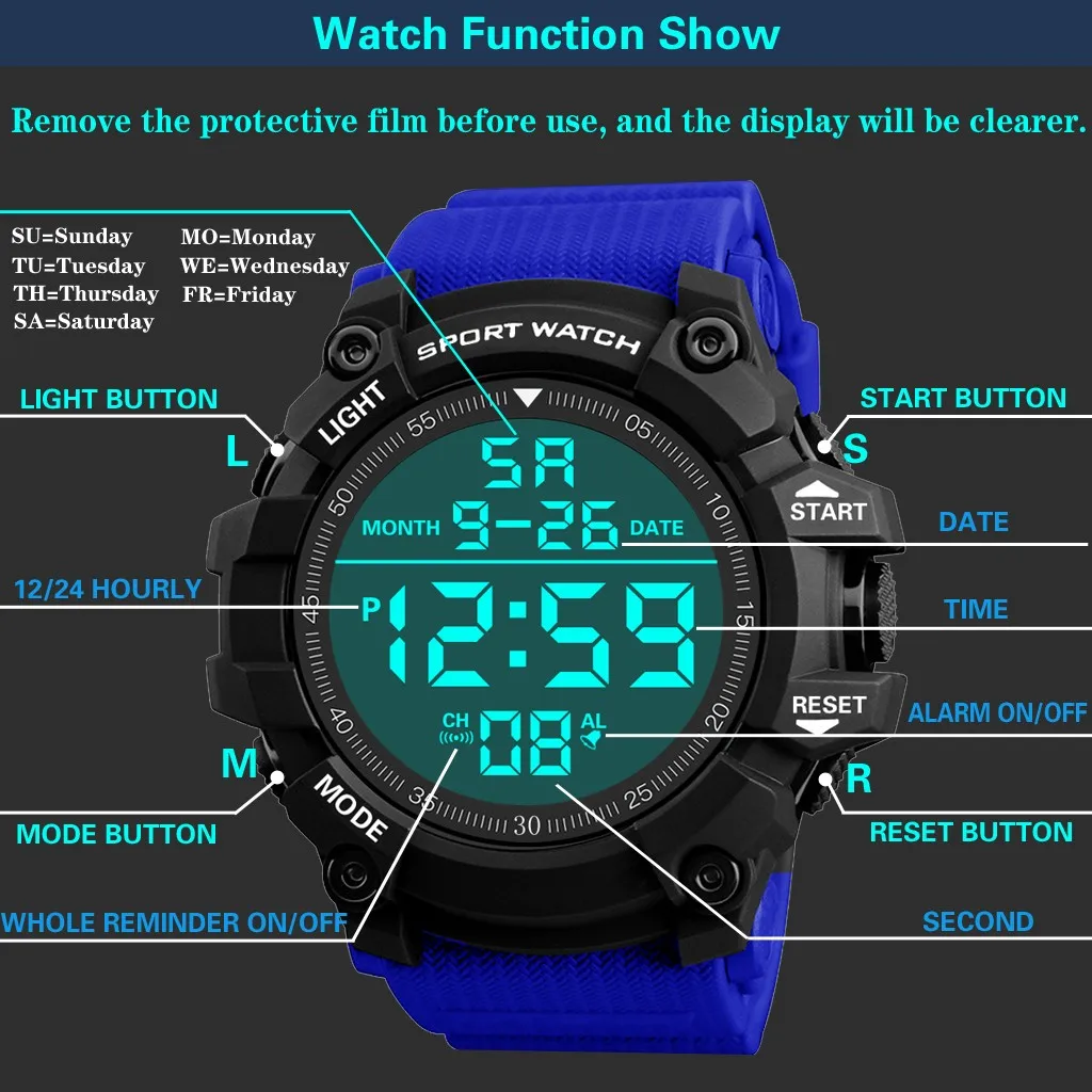 Мужские часы, модные водонепроницаемые мужские часы для мальчиков, светодиодный цифровой секундомер, дата, резиновые спортивные наручные часы, водонепроницаемые часы Relogio, часы reloj Q4