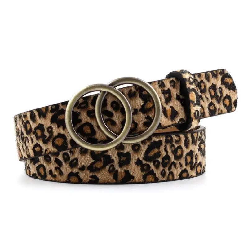 leopard print 2,8 см, мягкая искусственная кожа, двойное кольцо, пряжка, Ретро стиль, декоративный, Повседневный, подтягивающий, подходит ко всему, легкий, длинный, женский ремень, сплошные отверстия - Цвет: leopard print