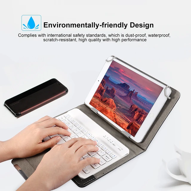 Wireless Bluetooth Keyboard for Tablet PU Leather Case Stand Cover For Pad 7 8 inch 9 10 inch for IOS Android Windows 2