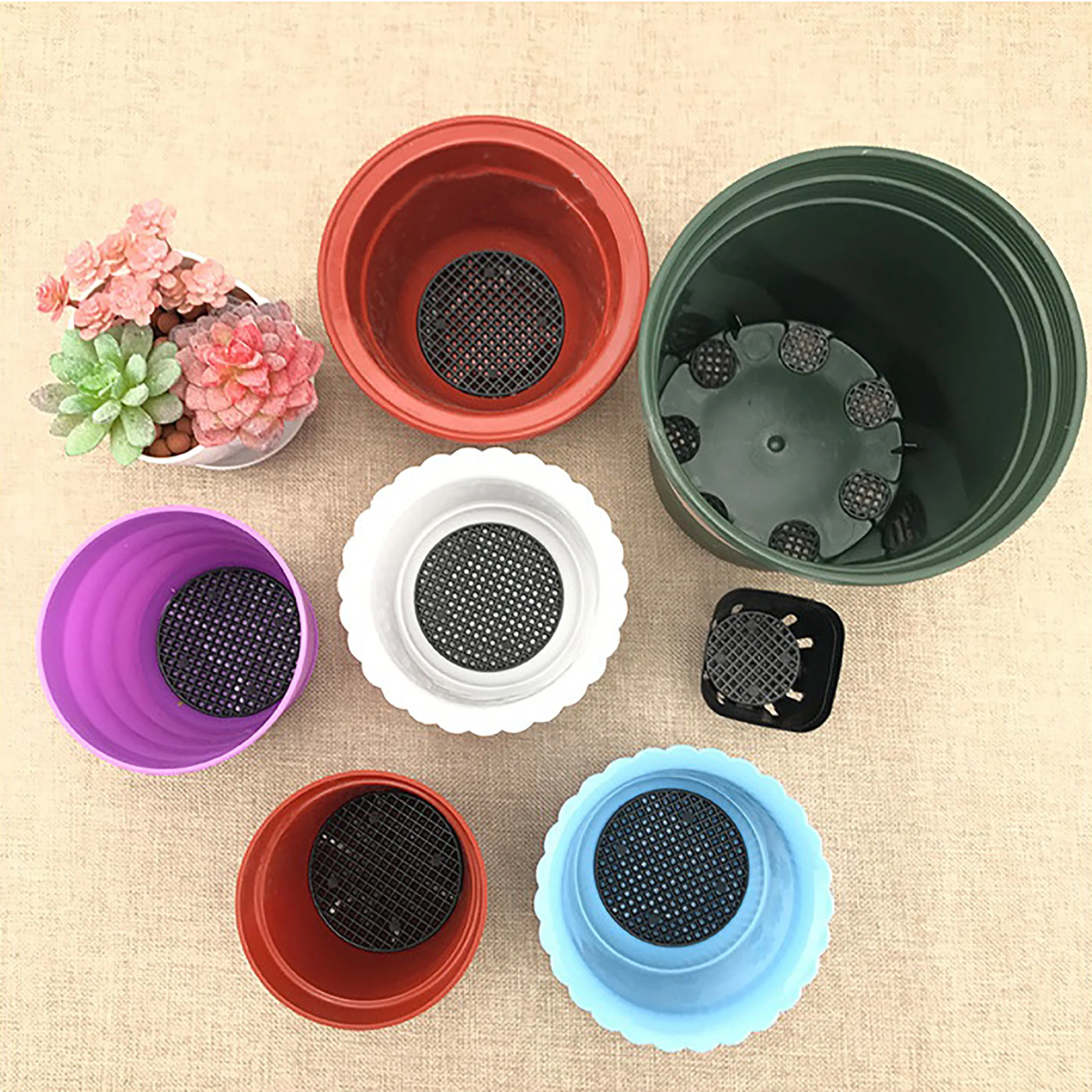 Flower Pot Hole Mesh Pad, 2 Inch Bonsai Pots Bottom Grid Mat Mesh, Gar