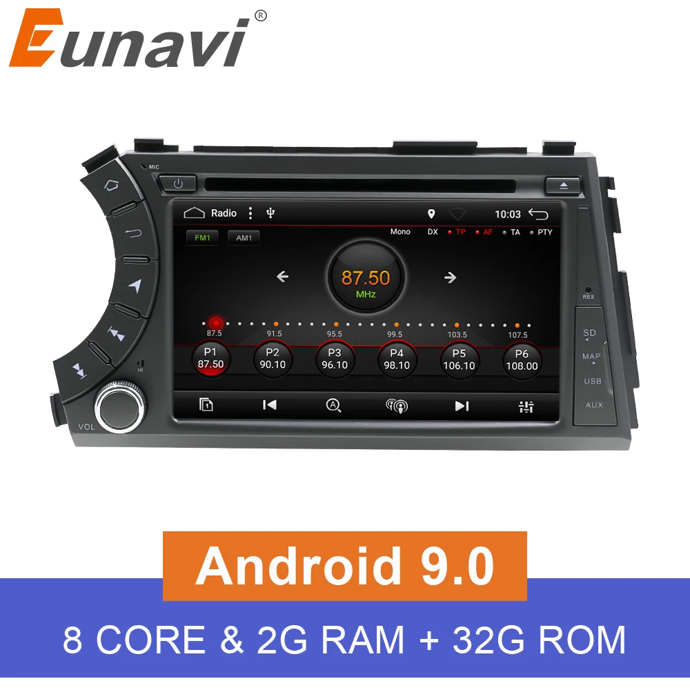 Sale Eunavi Android 9.0 2G+32G Octa 8 Core Car Dvd For Ssang Yong Ssangyong Actyon Kyron Multimedia Car Radio Gps Navi T8 Car Stereo 0