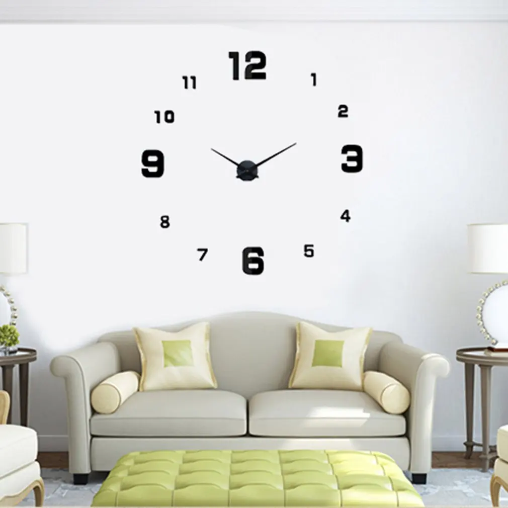 Super large European mirror acrylic DIY fashion art mute Wall clock