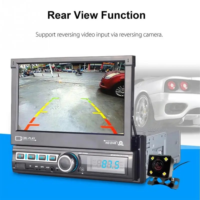 

1 DIN Single 7" LED Display Video Rear View Camera Car MP5 Player Map HD Practical Digital Touch Screen USB Port Audio GPS