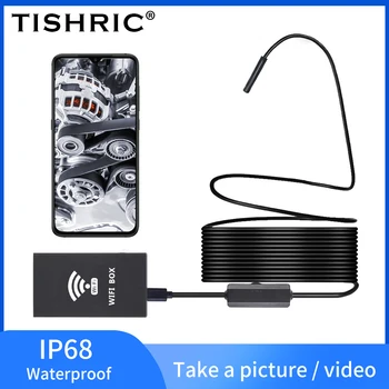 

TISHRIC Endoscope Camera HD 1200P 8mm IP68 Soft Cable Pipe Camera Inspection Display Wifi Endoscope Camera For Android IOS PC