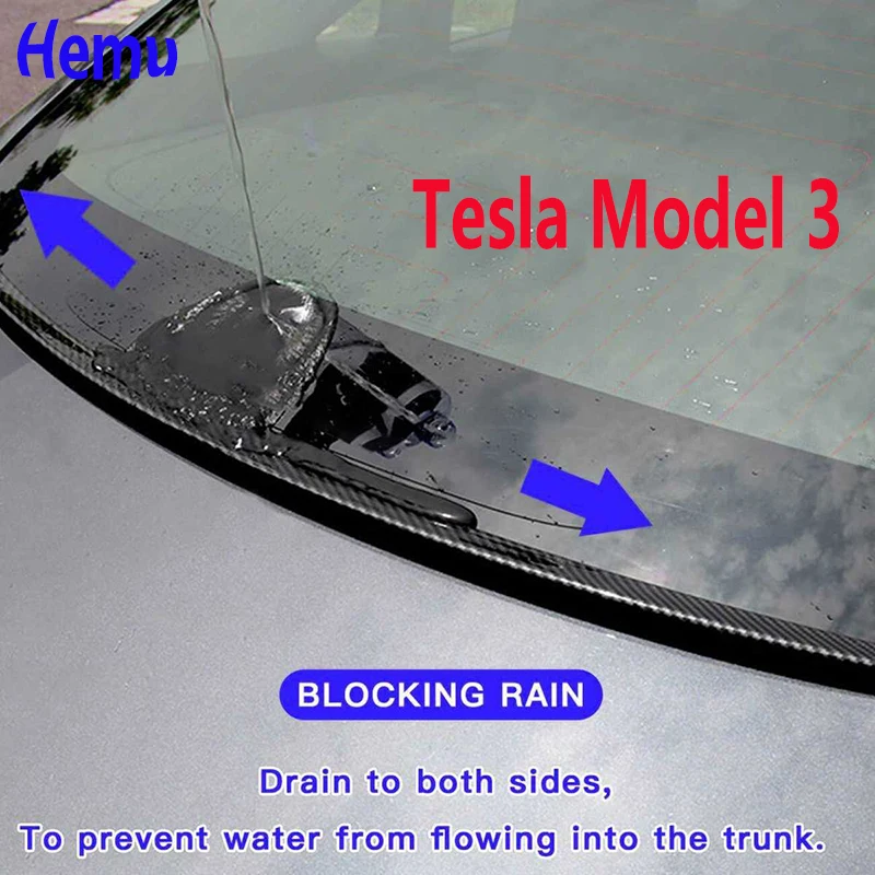 For Tesla Model 3 2017-2019 2020 2021 Carbon Fiber ABS Car Rear Window Waterproof Spoiler Trunk Retaining Wing  Car refitting