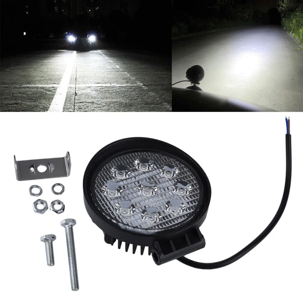 

27W 12V 24V 10-30V DC Flood Beam Led Bulbs 60 degree Work Light Lamp Portable Bar Boat Tractor Truck Off-road SUV