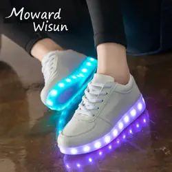 Светящиеся кроссовки Повседневная обувь светящиеся кроссовки большие дети мальчики девочки светодиодные туфли с подсветкой подошва