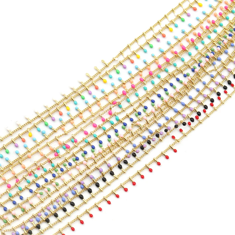 

Doreen Box 304 Stainless Steel Link Curb Chain Findings 6x2mm Round Gold Color Enamel For DIY Bracelet Jewelry Making 1M Long