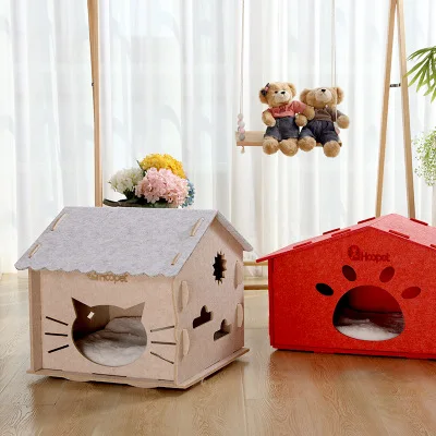 

Гнездо для кошек закрытое зимнее теплое всесезонное универсальное гнездо для кошек домик и вилла для маленьких собак будка фетровое гнездо Лежанка для собак принадлежности для собак