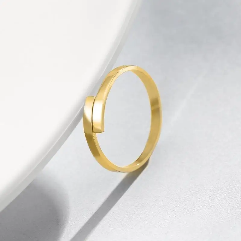 Visunion кольцо из нержавеющей стали 316L простой 2 мм Ширина золотой цвет Анти