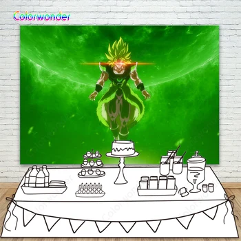 

Photography Backdops Goku Green Backgrounds Dragon Ball Super Saiyan Backdops For Boys Birthday Party Dessert Table Wall Banner