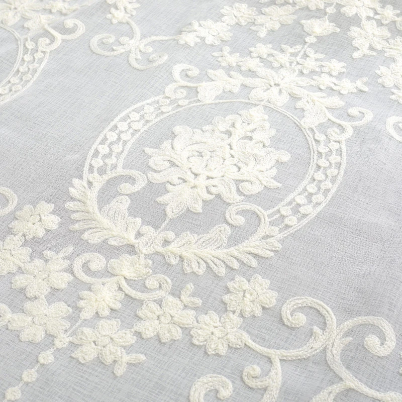 Европа роскошные белые шторы из хлопка льна ткань тюль для спальни вышитые прозрачные оконные шторы для гостиной кухни