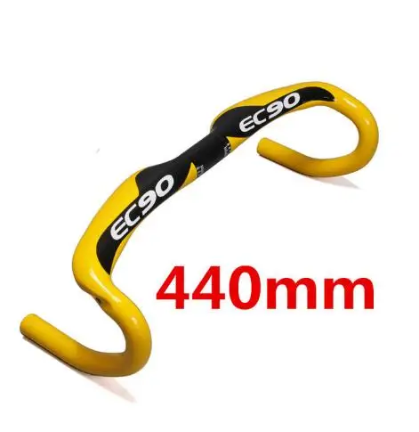 yellow 440mm EC90 углеродный руль для шоссейного велосипеда шоссейных гонок велосипедный руль 31,8*400/420/440 мм горный велосипед бар для организации быстрой доставки - Цвет: yellow 440mm