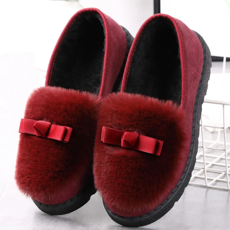 Модные зимние женские меховые тапочки винно-красного цвета; домашние теплые тапочки для отдыха; цвет черный, серый; женская зимняя обувь из хлопка
