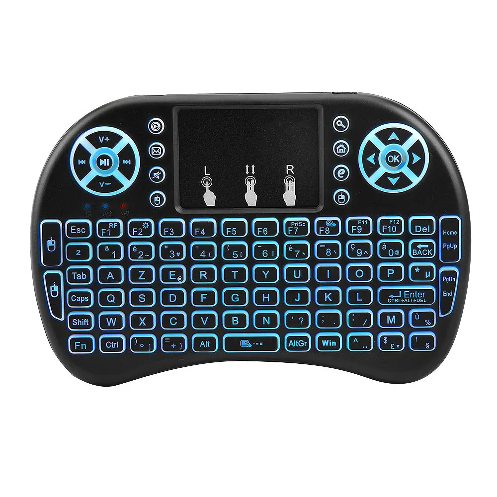  Cool Backlit I8 Mini Air Mouse 2.4G Wireless Keyboard Touchpad English Russian Spanish French Remot
