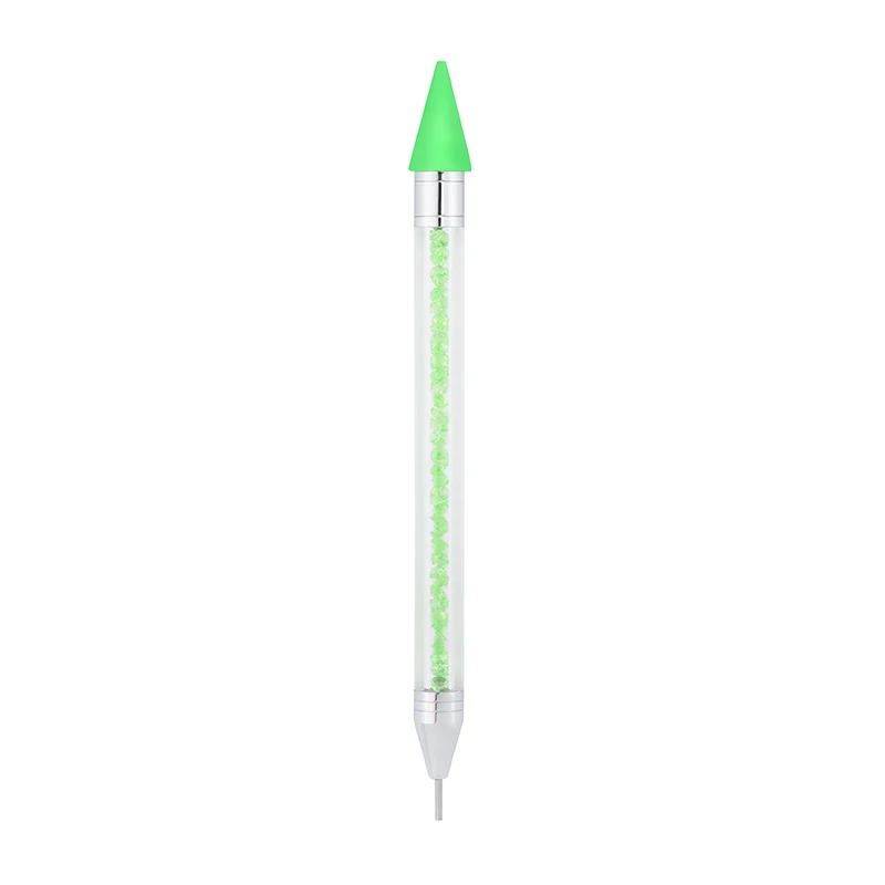 1 шт, ручки для дизайна ногтей, двухконцевые стразы, силиконовый карандаш, хрустальные бусины, кончики для ногтей, инструмент для украшения маникюра - Цвет: Зеленый