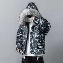 Зимняя куртка с капюшоном Мужская Меховая куртка Пальто Повседневное модное пальто