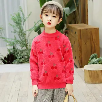 

Fashion Teens Red Sweater Female Girls Winter Wool Knitwear Sweater Baby Cherry Knitted Top Spain Kids Clothes Size 13 11 9 7 5